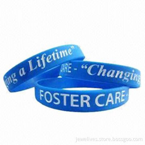 Silicone bracelets with embossed logo